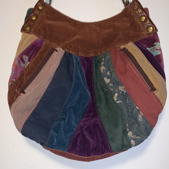 Lucky Brand Multicoloured Boho Leather and Textile Patchwork Hobo Purse - Picture 7 of 8